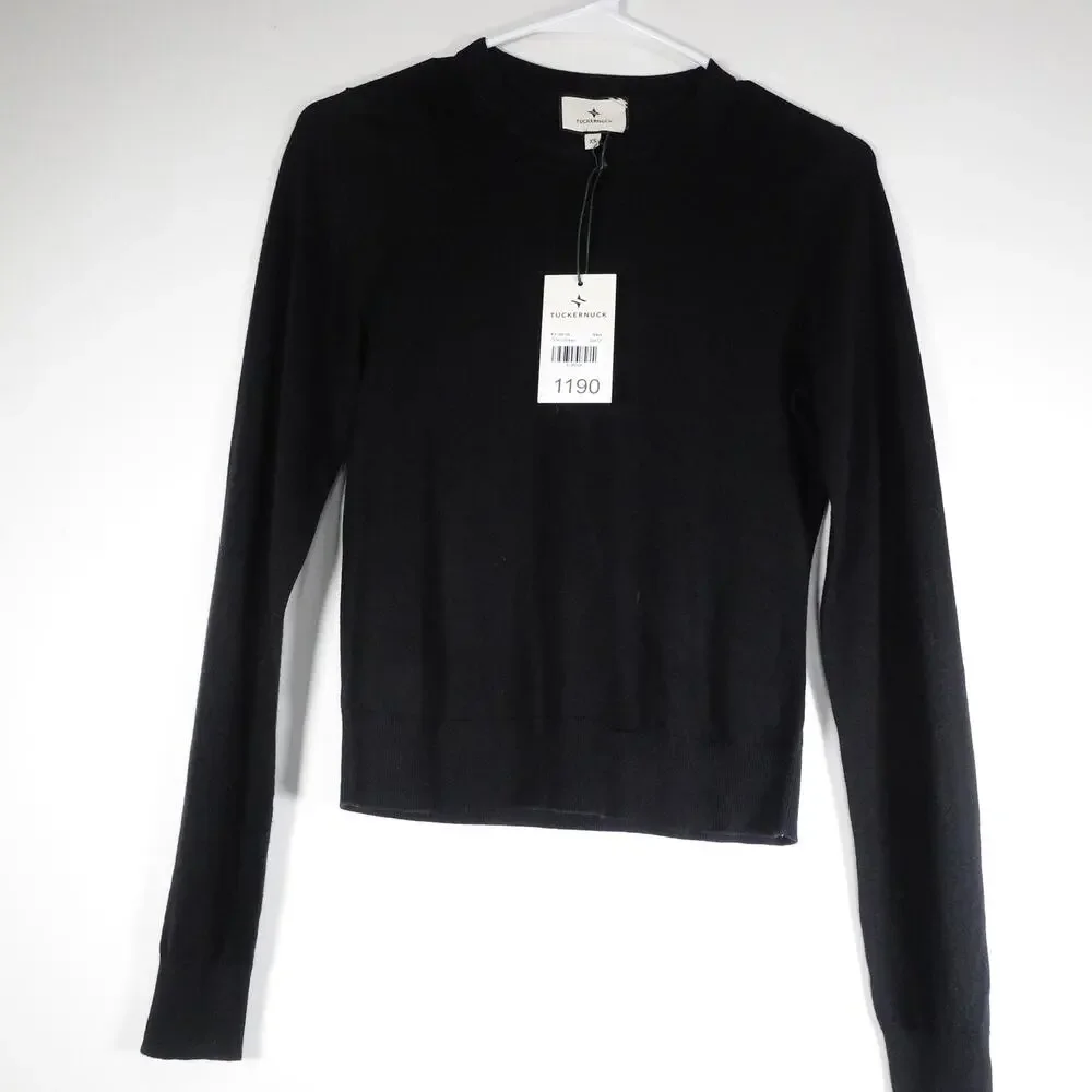 Repaired Women's XS Tuckernuck Black Silk Cashmere Katie Long Sleeve Tee $188